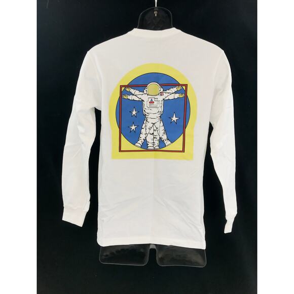 Men's white cotton long sleeve T Shirt VANS NASA Astronaut da Vinci size S New - Picture 3 of 7